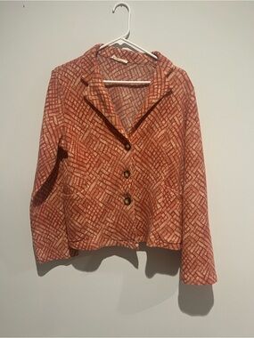 BUCKETLIST Rust Patterned Button-Front Blazer